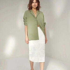 Aritzia Wilfred Heirloom Crochet Knee Length White Women's Midi Skirt Sz Small